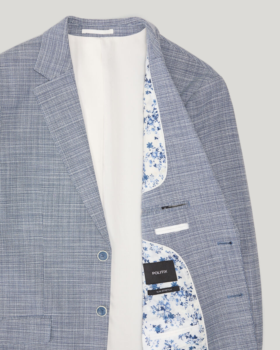 Single Breasted Textured Tailored Blazer, Navy, hi-res